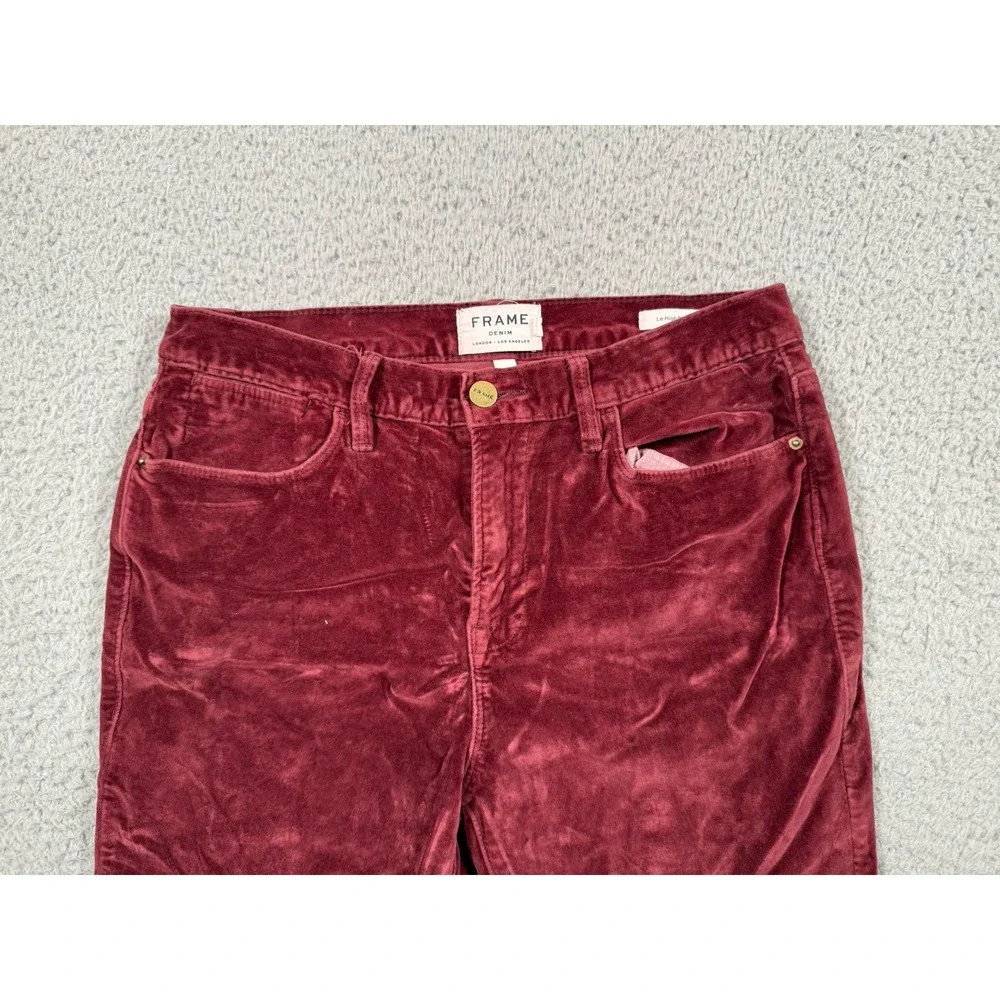 Frame Pants Womens 29 Red Le High Rise Skinny Velvet Pinot Ankle Mid‎ Rise Crop - Picture 7 of 15